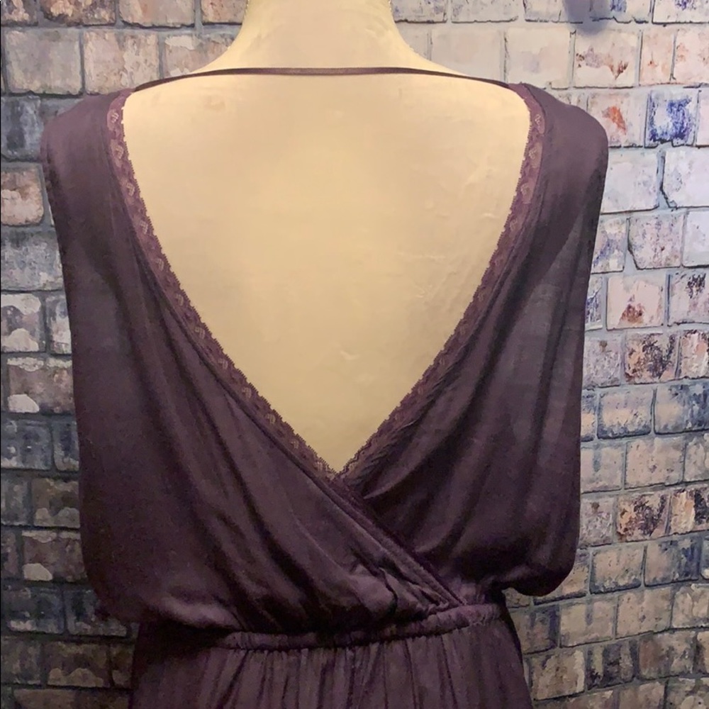 💜PURPLE ROMPER LOW V FRONT & BACK LACE TRIMMED - Picture 7 of 8